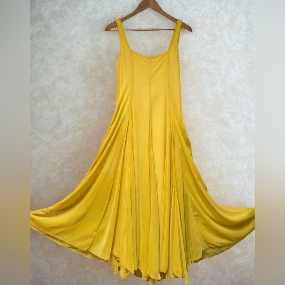 Zara Mustard Yellow Chiffon Midi Dress